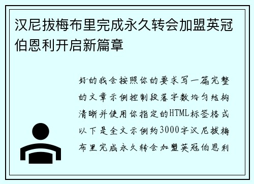 汉尼拔梅布里完成永久转会加盟英冠伯恩利开启新篇章